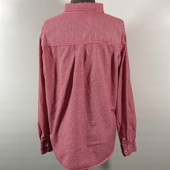DCC Top Women Size Large Red & White Checks Button Down Collar Long Sleeves - Picture 5 of 10